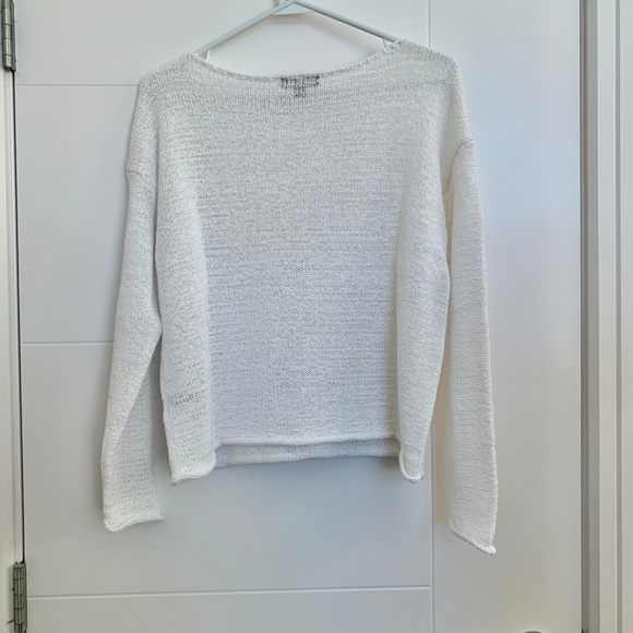 Lord & Taylor Boatneck White Knit Sweater - Picture 2 of 2